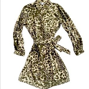 DVF Lorelei feather leopard shirt dress